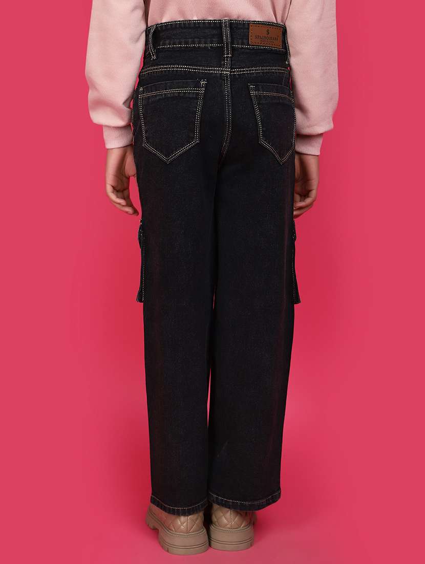 solid black cargo denim jeans - 20591021 -  Standard Image - 3