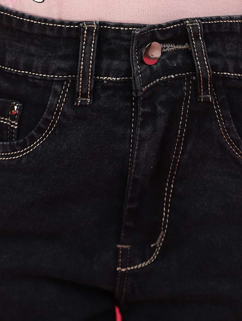 solid black cargo denim jeans - 20591021 -  Standard Image - 5