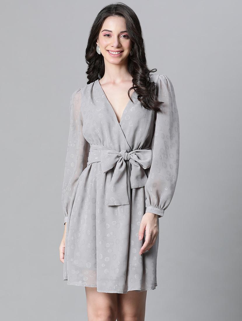 grey polyester wrap dress - 20591133 - Zoom Image - 0