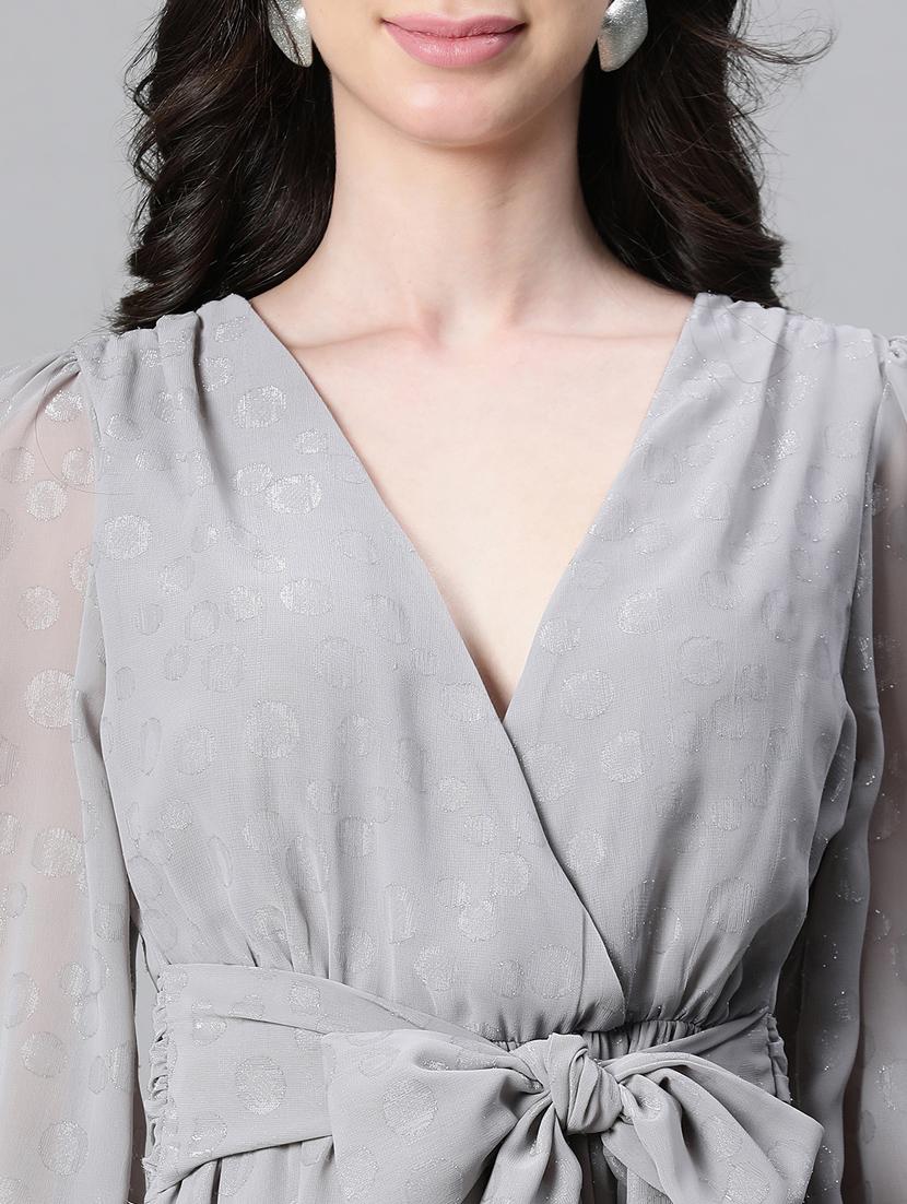 grey polyester wrap dress - 20591133 - Standard Image - 5