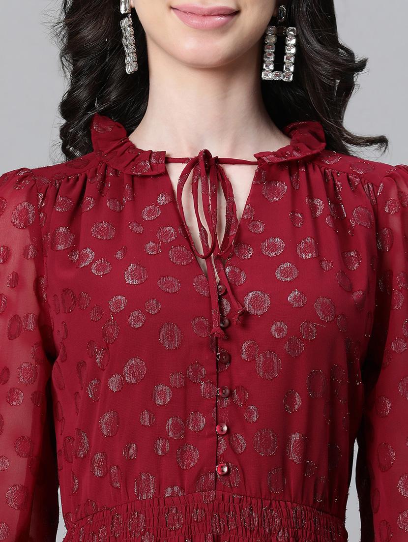 maroon polyester tiered dress - 20591134 - Standard Image - 5