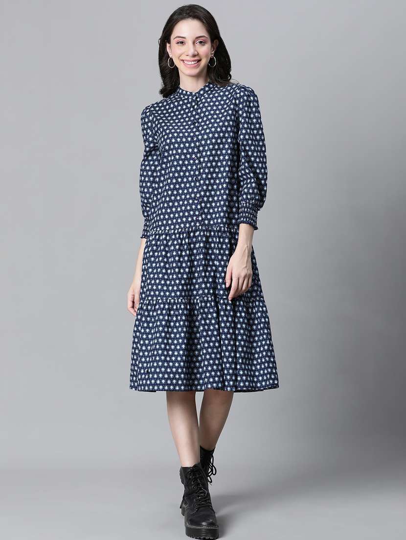 blue cotton tiered shirt dress - 20591141 -  Standard Image - 3