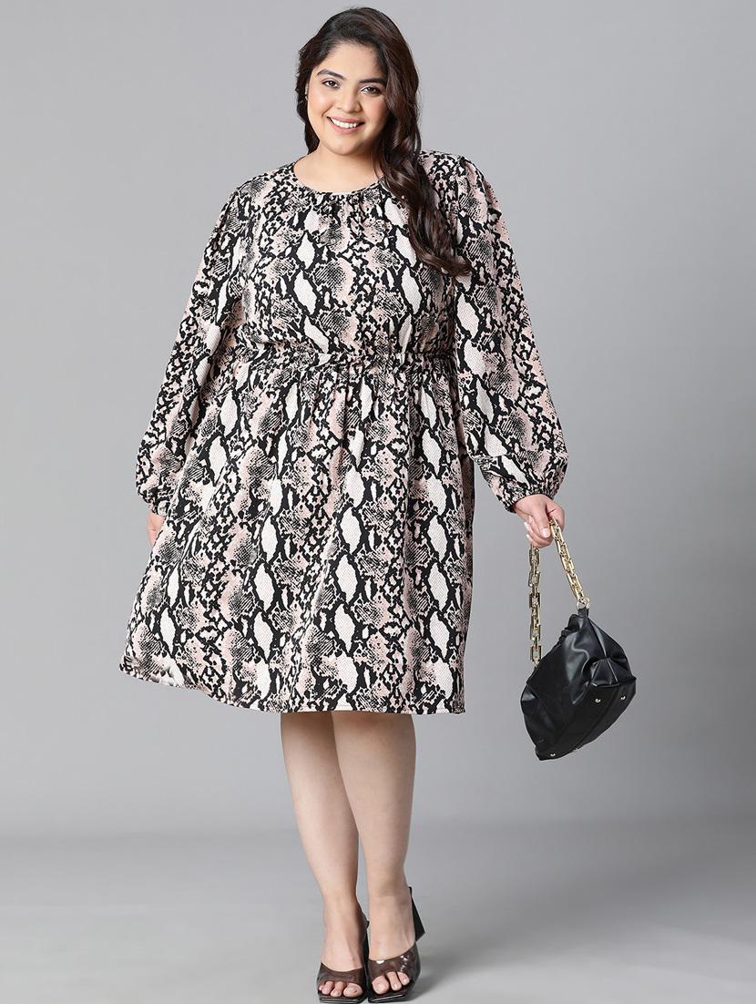 multi colored polyester aline dress - 20591147 -  Zoom Image - 0