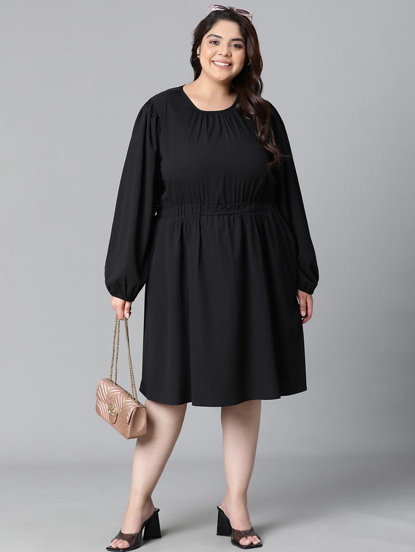 black polyester aline dress - 20591148 -  Zoom Image - 0