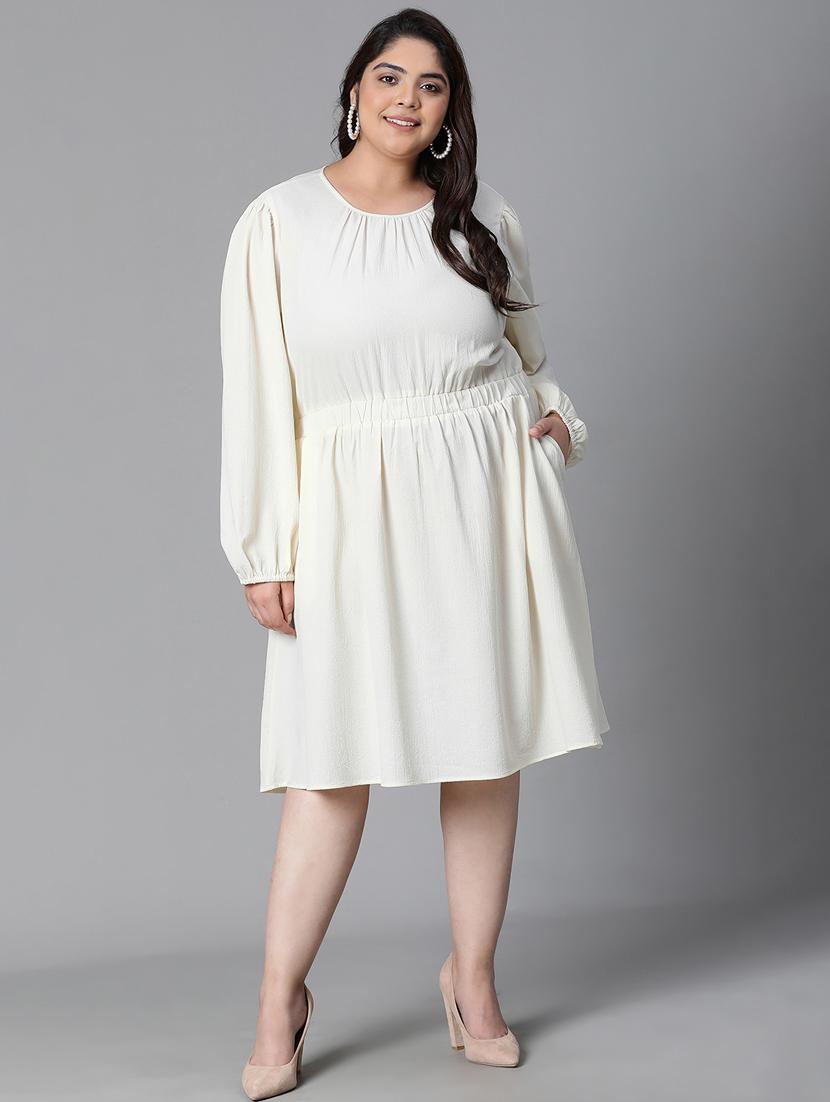 off-white viscose a-line dress - 20591150 - Standard Image - 3