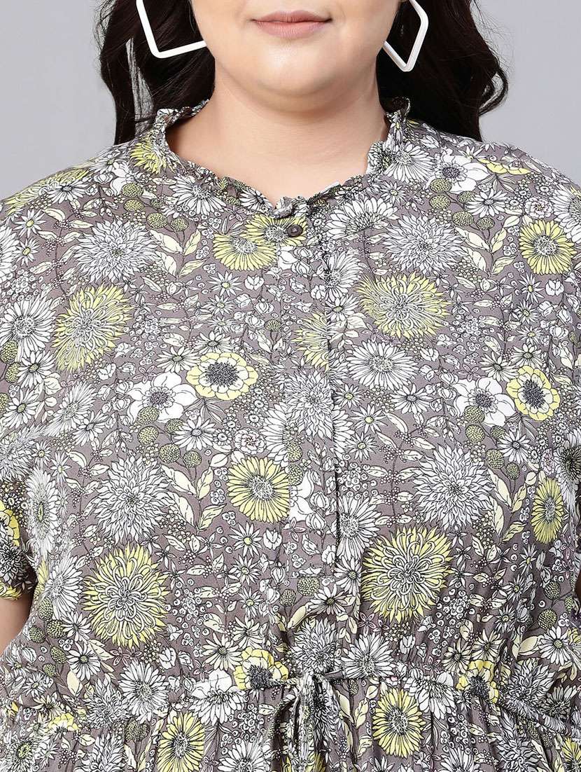 women floral printed button detailed plus size fit & flare dress - 20591152 -  Standard Image - 5