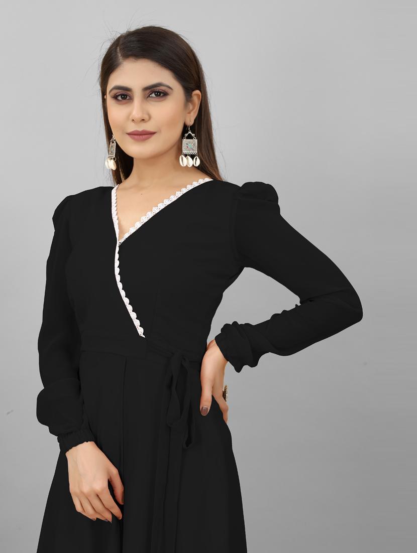 women v-neck solid a-line ethnic dress - 20592311 - Standard Image - 3