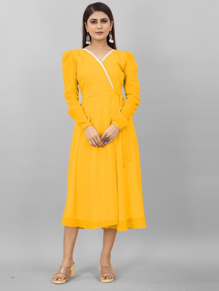 women v-neck solid a-line ethnic dress - 20592312 - Zoom Image - 0