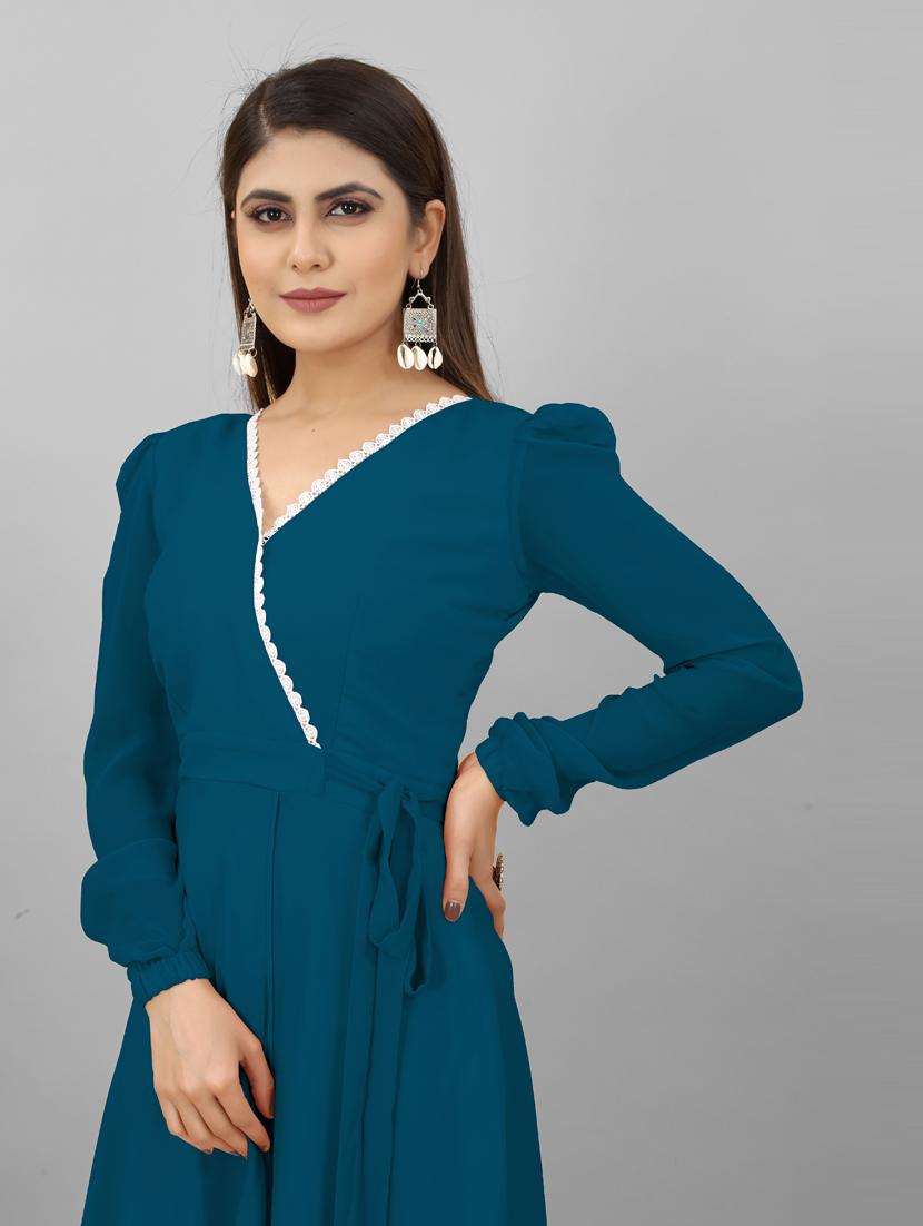 women lace work rayon a-line dress - 20592313 - Standard Image - 3