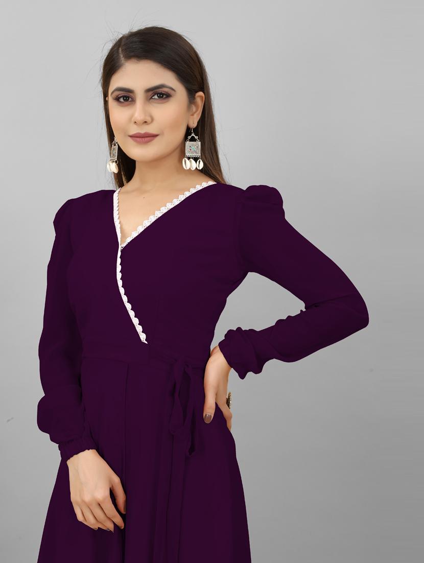 women v-neck solid a-line ethnic dress - 20592315 - Standard Image - 3