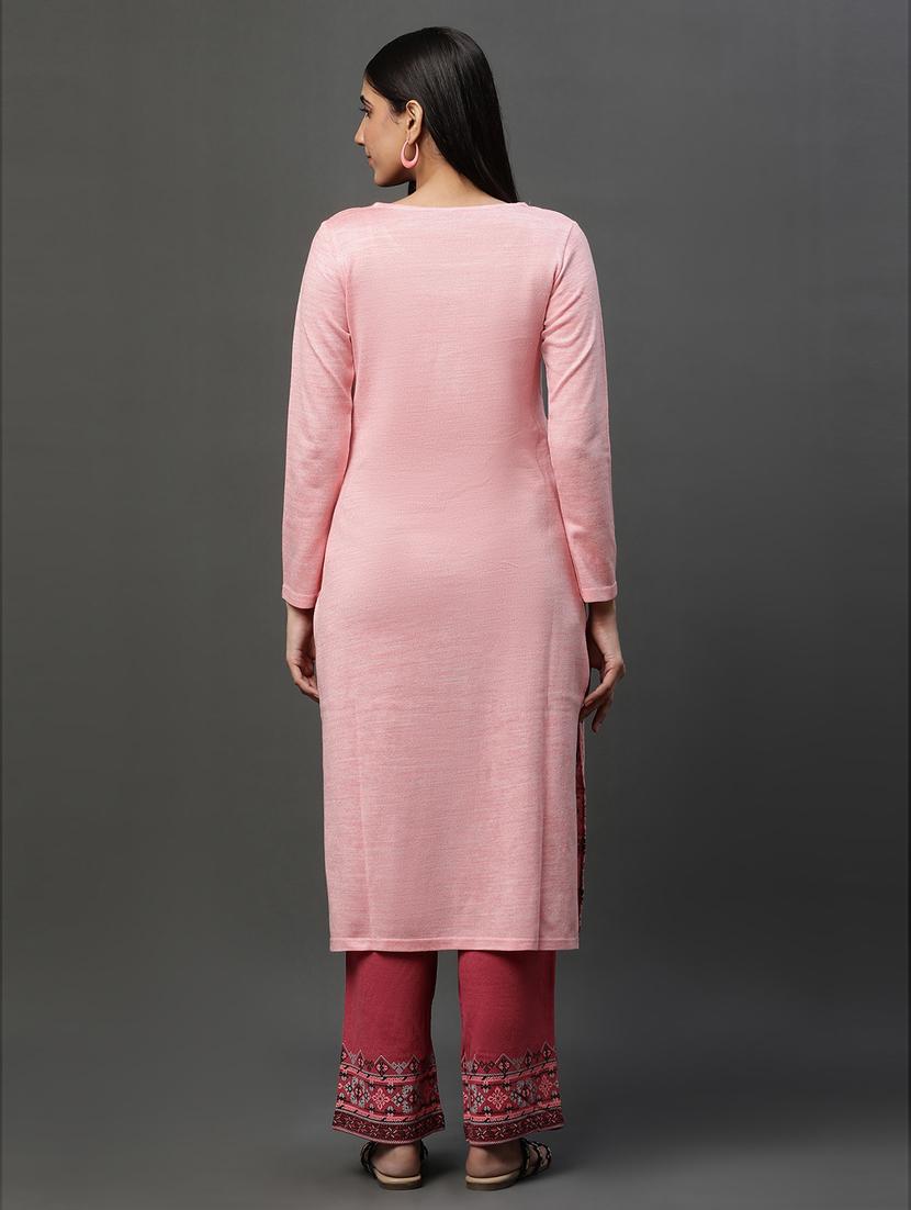 women rosewater round neck kurta palazzzo set - 20592316 - Standard Image - 3