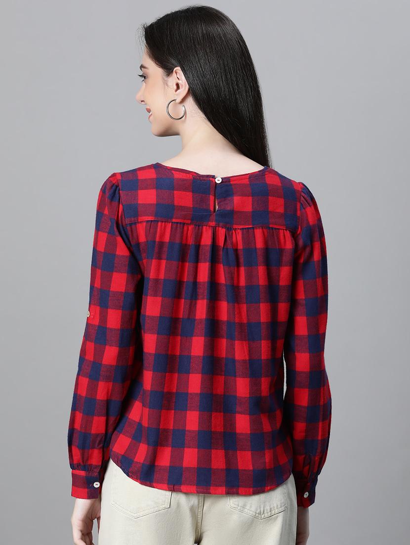 red cotton blouson top - 20592338 - Standard Image - 3