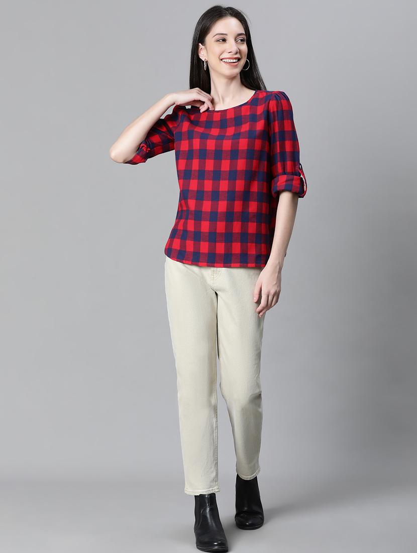 red cotton blouson top - 20592338 - Standard Image - 5
