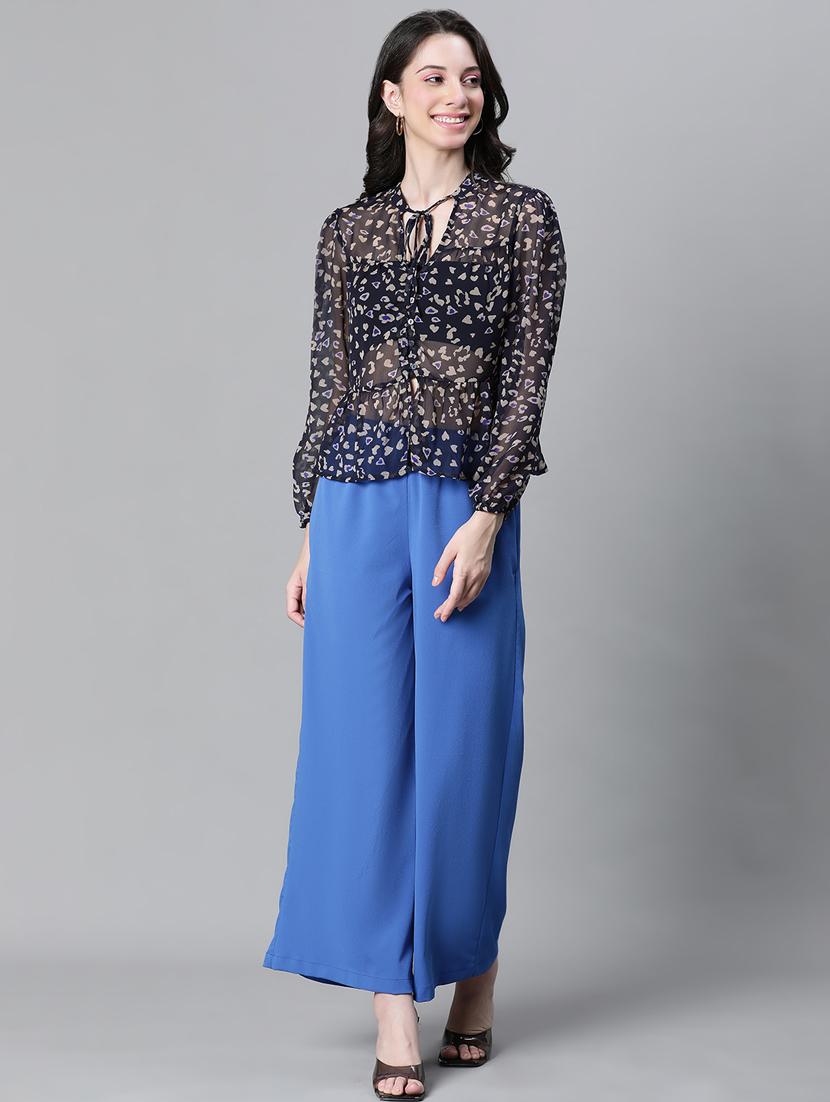 women animal print puff sleeves top - 20592362 - Standard Image - 5