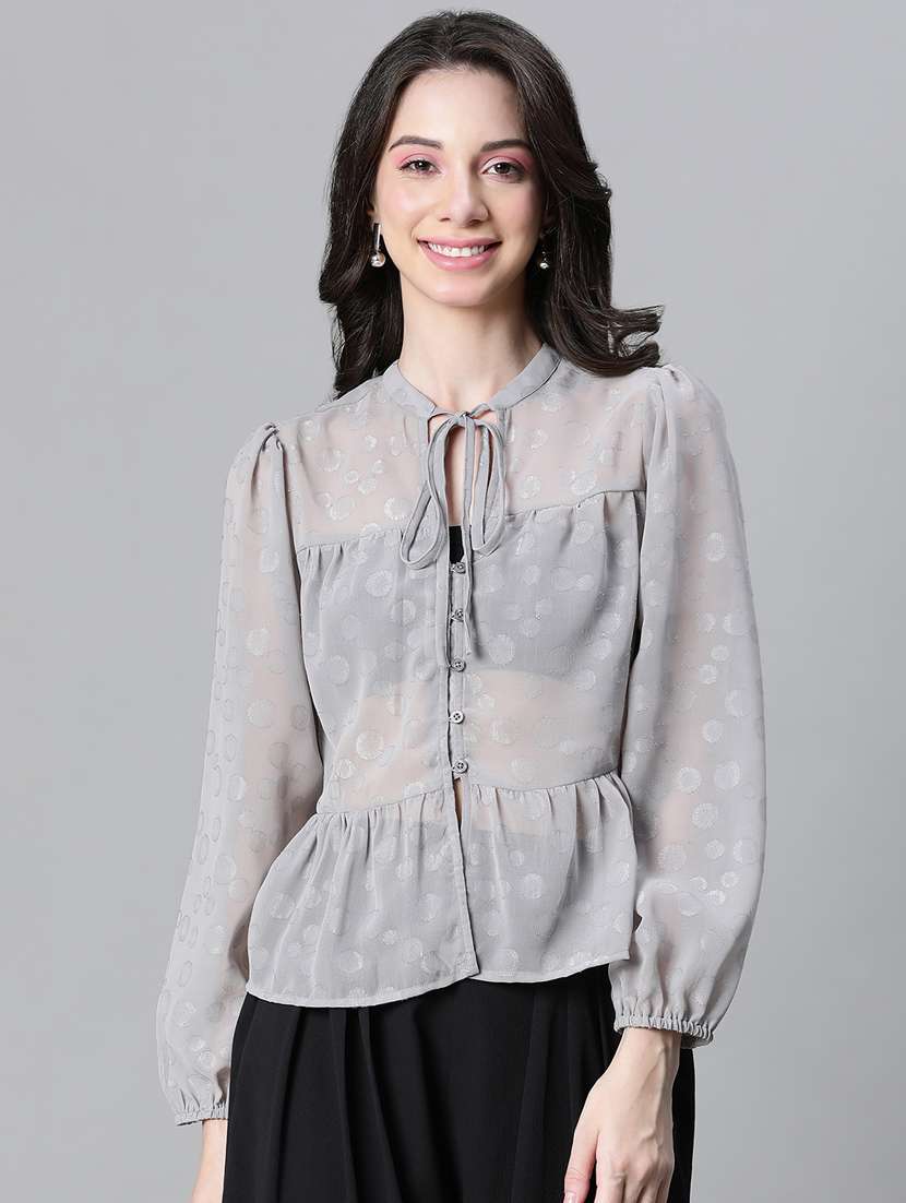 women self designed puff sleeves top - 20592363 - Zoom Image - 0