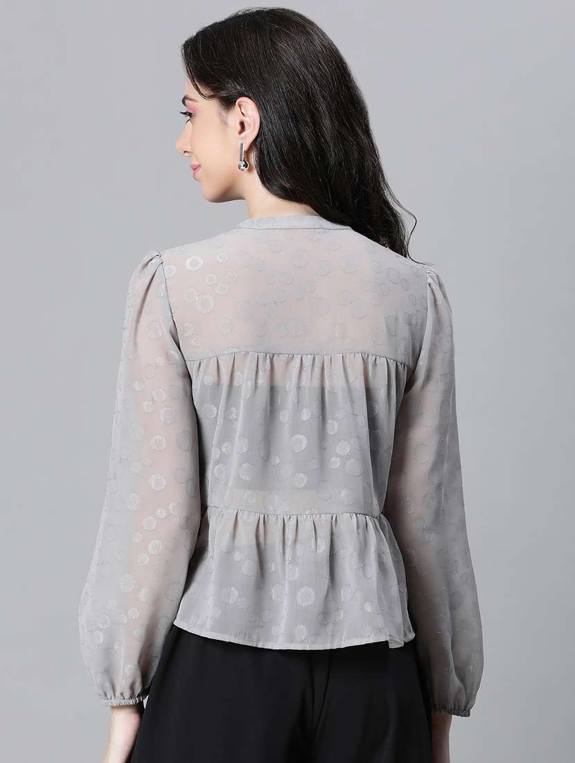women self designed puff sleeves top - 20592363 - Standard Image - 3
