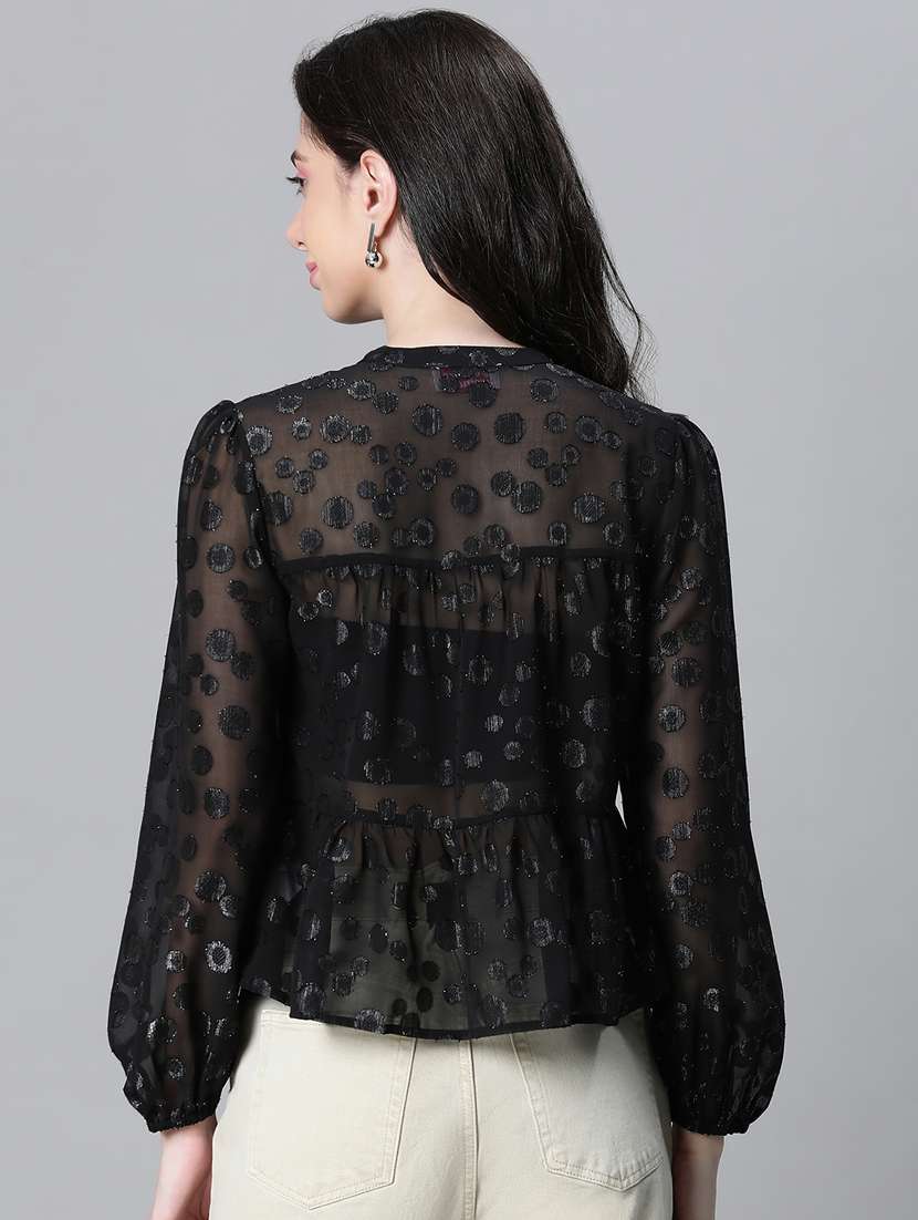 women self designed puff sleeves top - 20592364 - Standard Image - 3