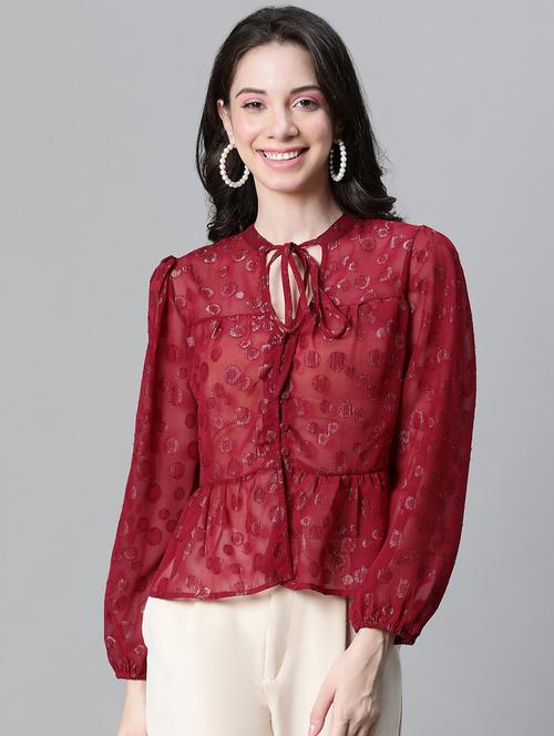 women self designed puff sleeves top - 20592367 -  Standard Image - 0