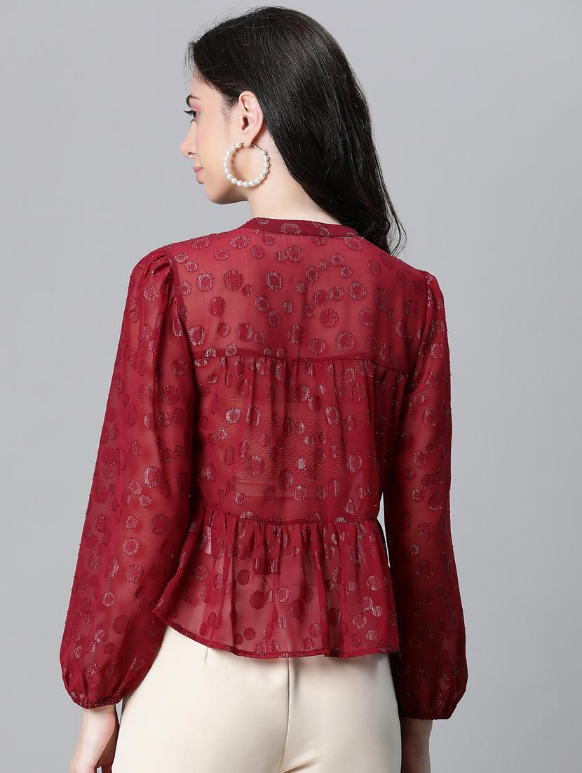 women self designed puff sleeves top - 20592367 - Standard Image - 3