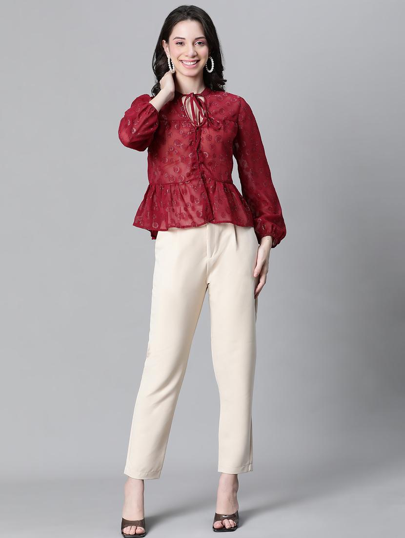 women self designed puff sleeves top - 20592367 - Standard Image - 5