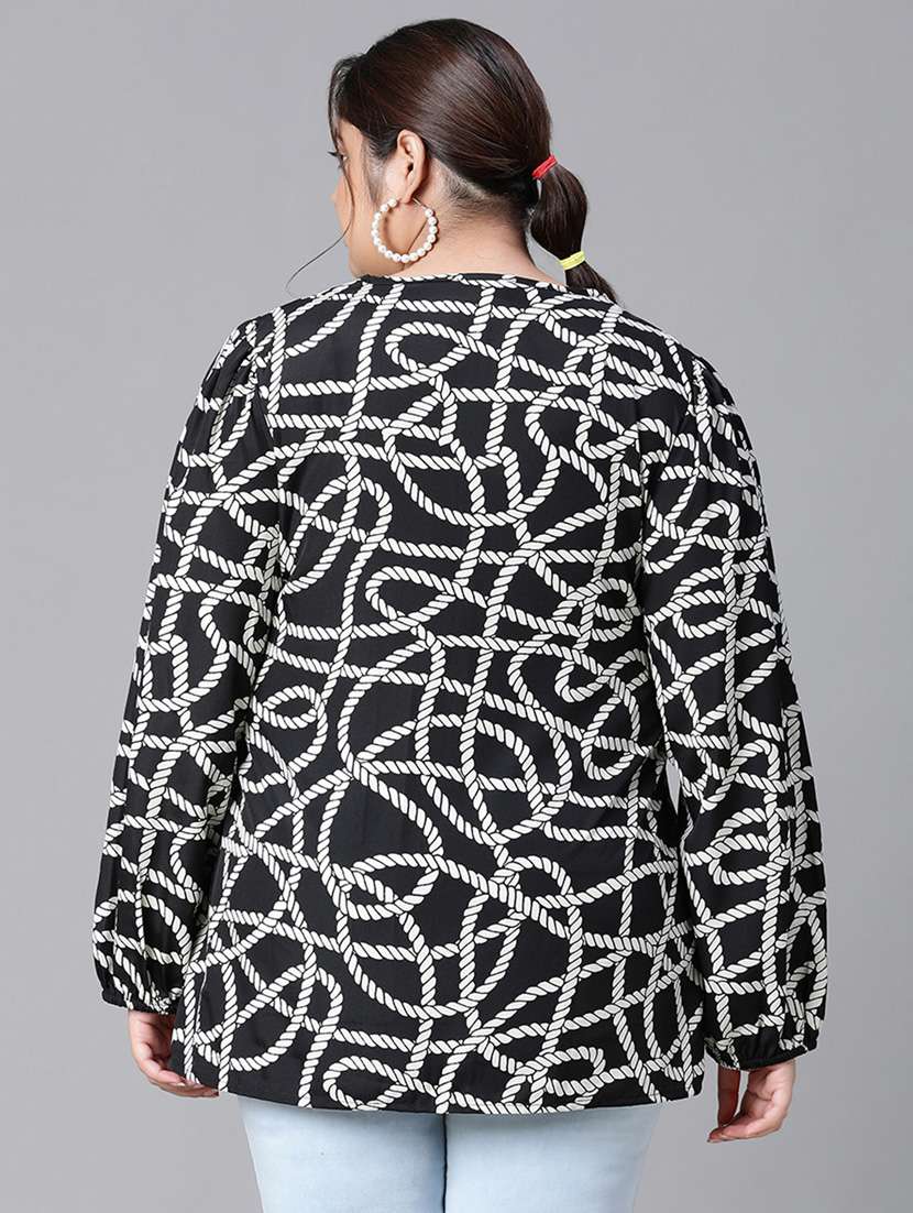 plus size women printed straight top - 20592382 -  Standard Image - 3