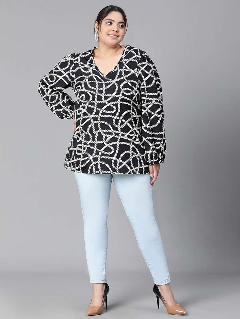 plus size women printed straight top - 20592382 -  Standard Image - 5