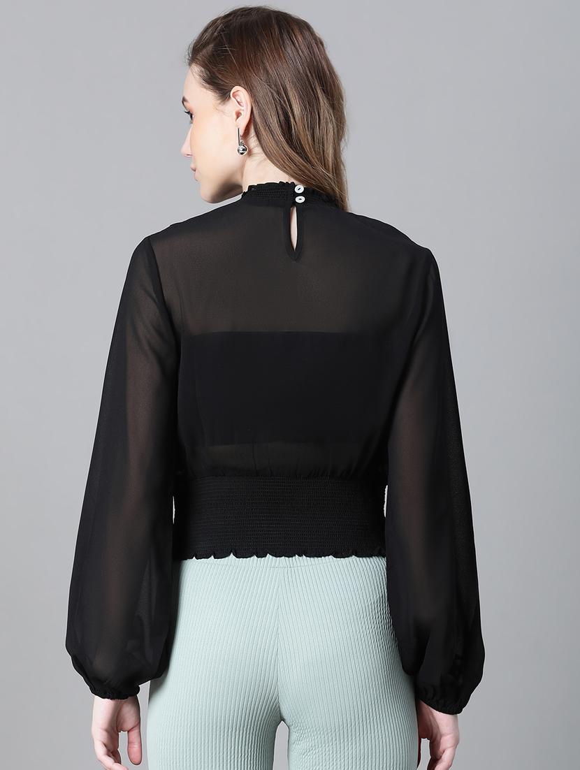 women solid lace detailed crop top - 20592404 - Standard Image - 3