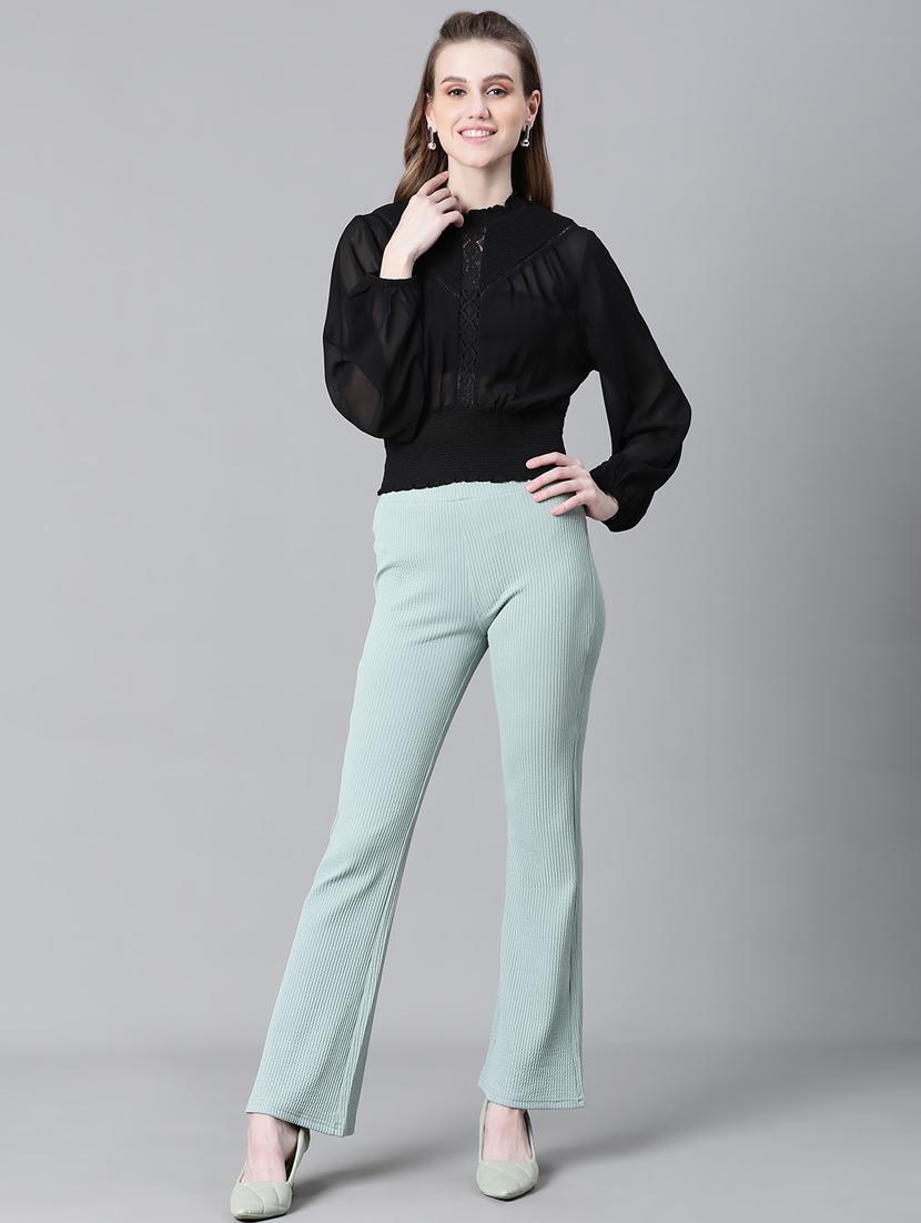 women solid lace detailed crop top - 20592404 - Standard Image - 5