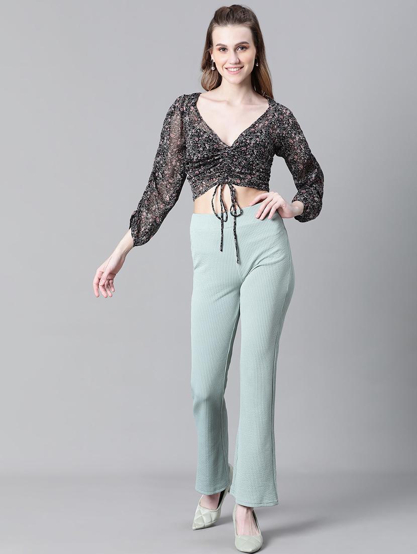 women floral print ruched sleeves top - 20592405 - Standard Image - 5