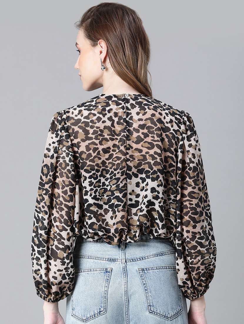 women animal print crew neck top - 20592418 -  Standard Image - 3