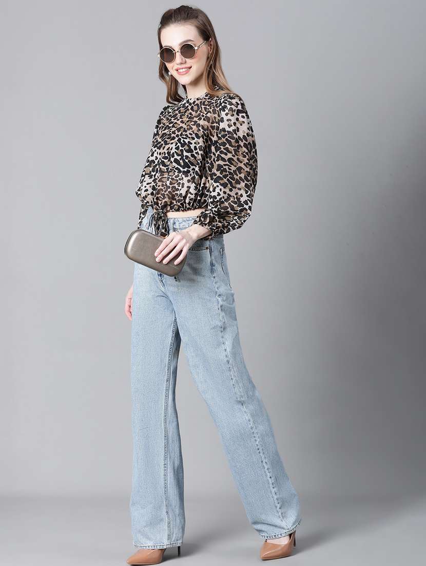 women animal print crew neck top - 20592418 -  Standard Image - 5