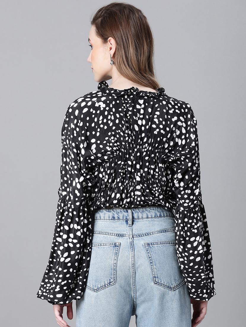 women animal print blouson top - 20592423 - Standard Image - 3