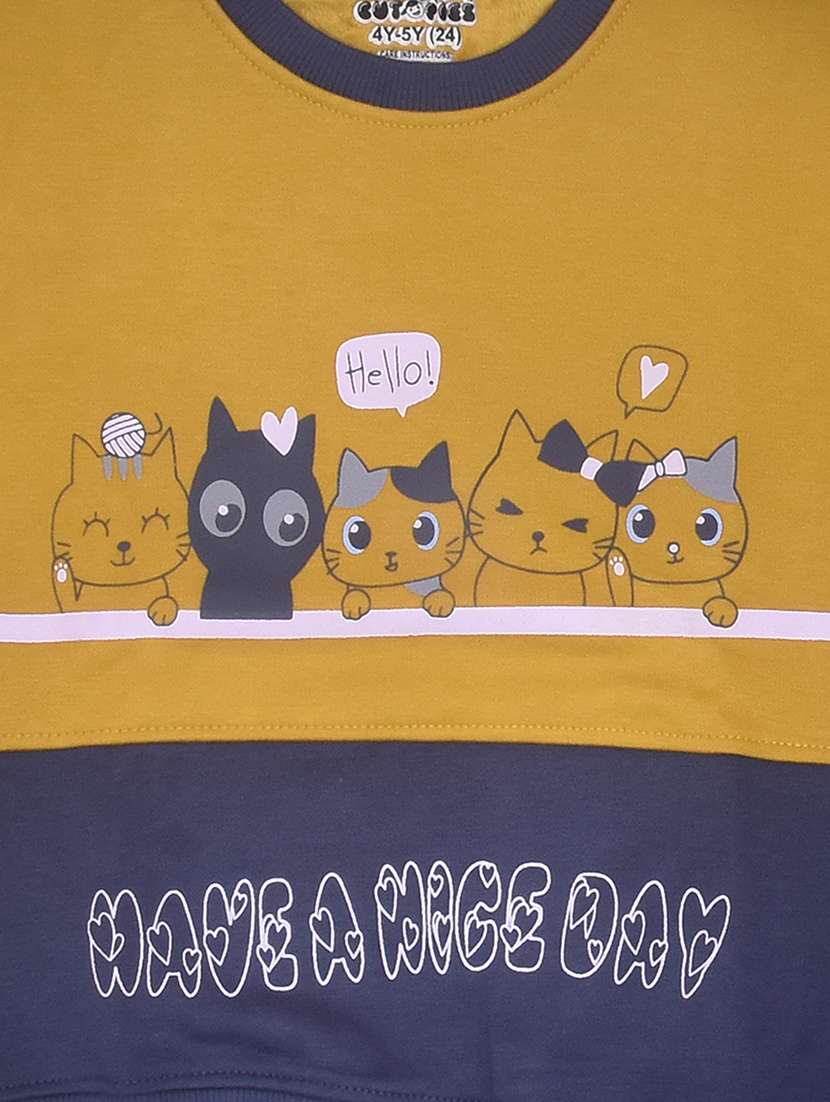 boys mustard & blue printed full length twin set - 20592635 -  Standard Image - 3