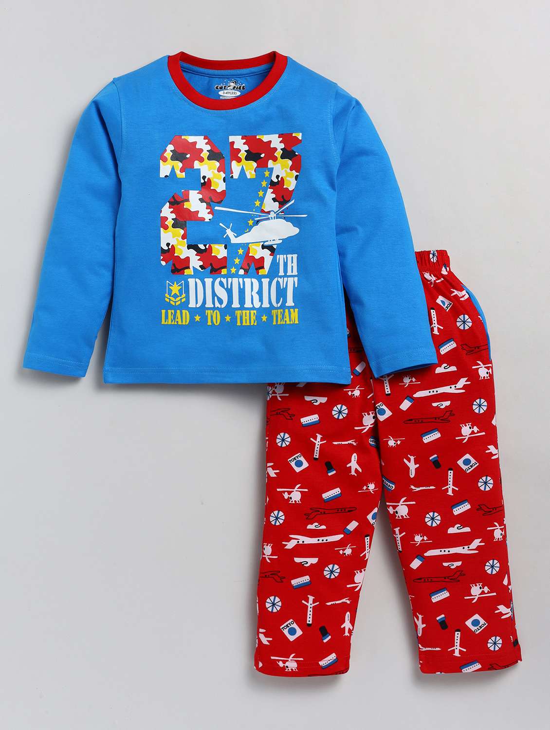 boys printed t-shirt & pajama set
