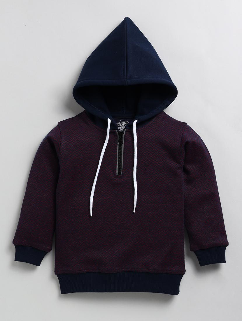 navy & red chevron print hooded sweatshirt - 20593186 -  Zoom Image - 0