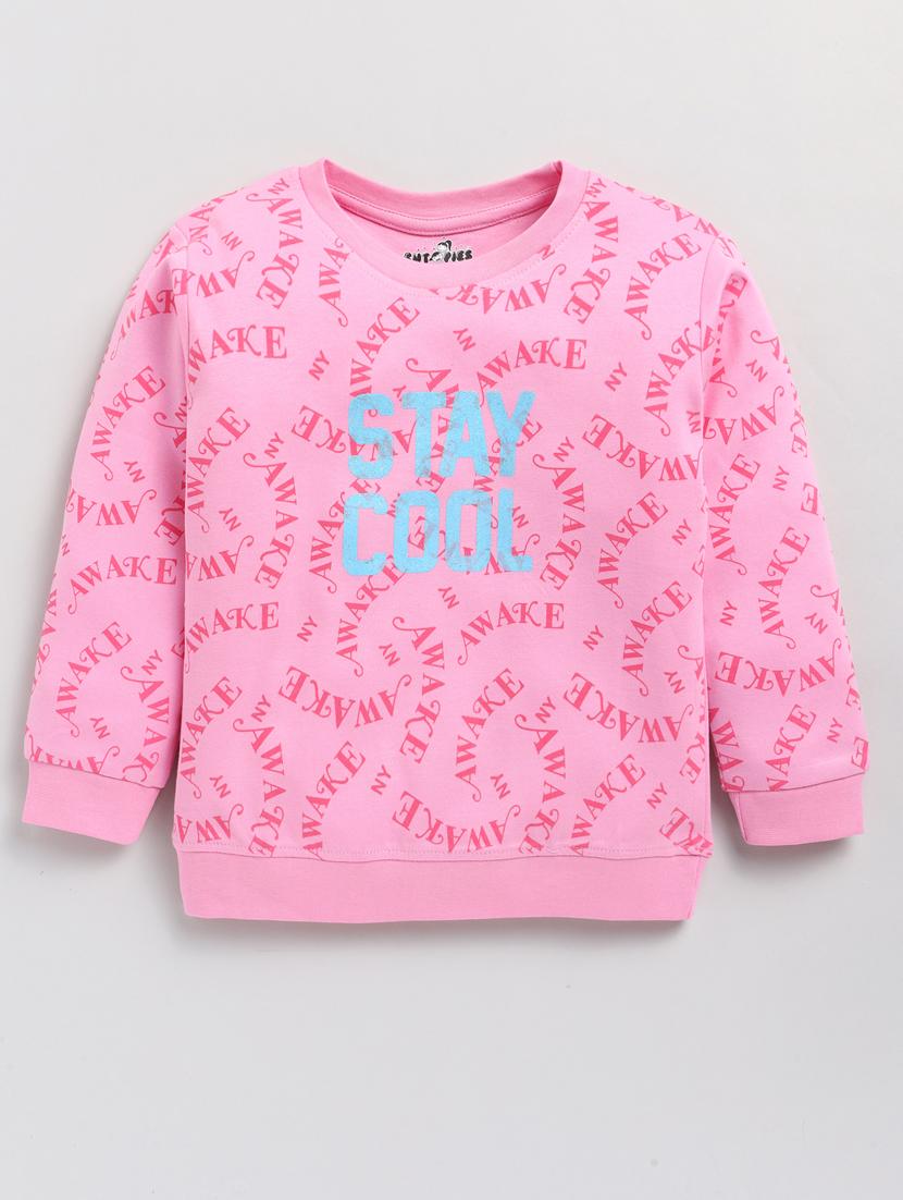girls round neck typographic regular sweatshirt - 20593201 - Zoom Image - 0