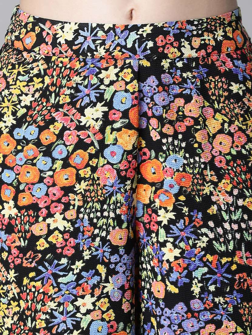 black floral printed wide leg trouser - 20593464 -  Standard Image - 5