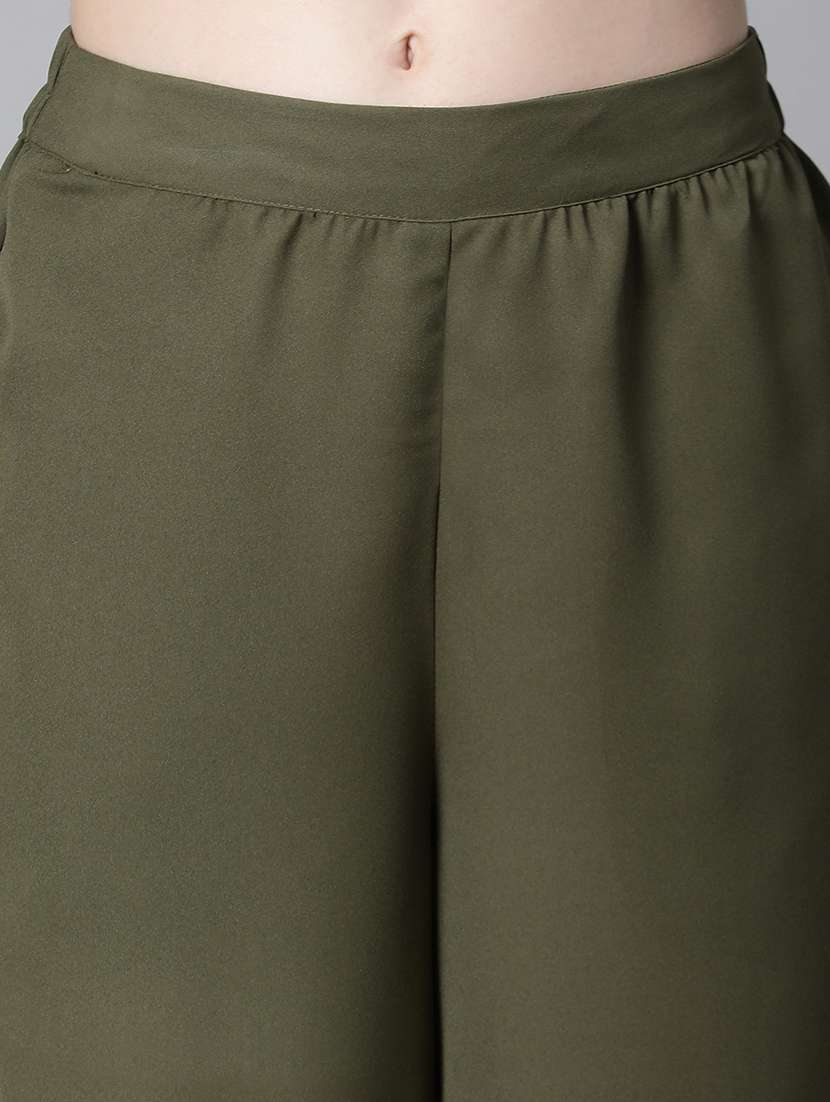 solid olive green flat front trouser - 20593465 -  Standard Image - 5