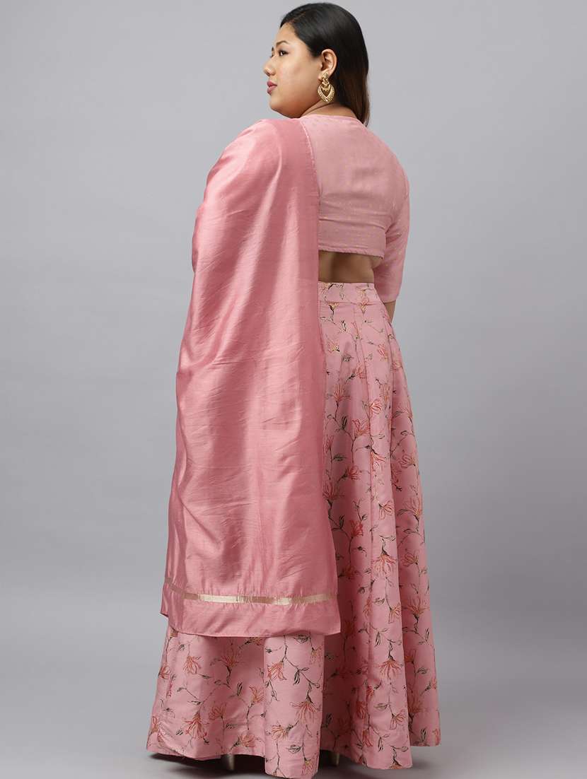 pink flared lehenga choli with dupatta set - 20593479 -  Standard Image - 3