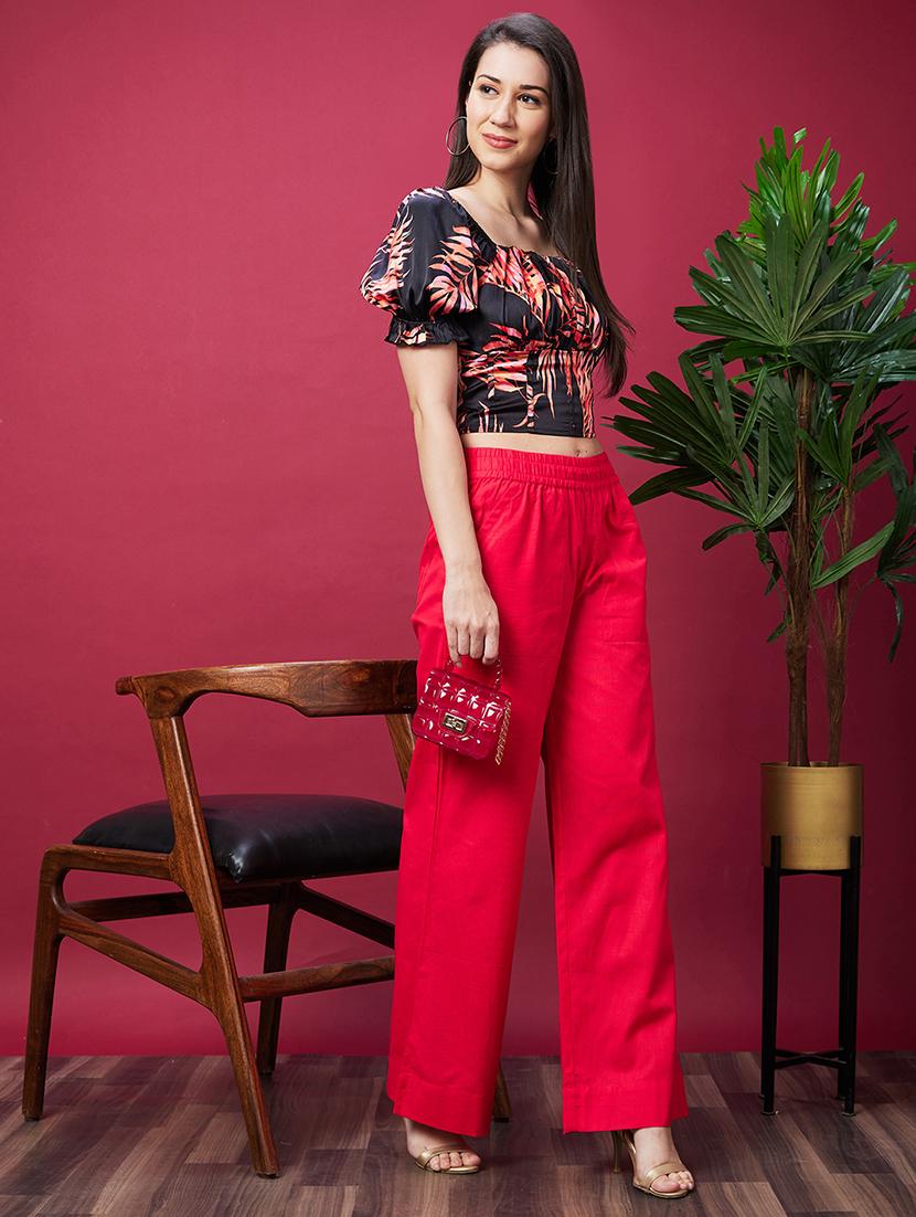 women solid wide leg trouser - 20594211 - Standard Image - 3