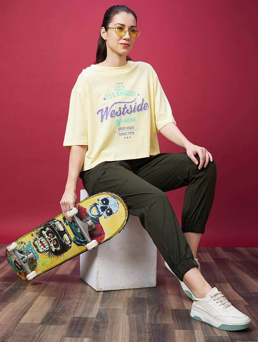 women front print round neck t-shirt - 20594231 -  Standard Image - 3