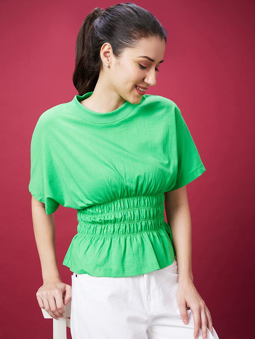 women green solid peplum top - 20594265 -  Zoom Image - 0