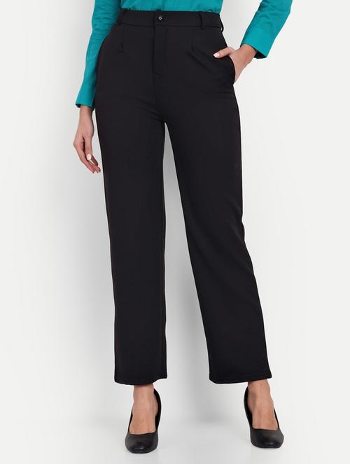 black viscose pleated trouser - 20594335 - Standard Image - 0