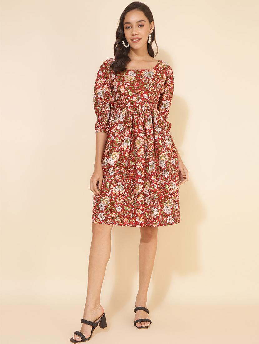 women red floral printed fit & flare dress - 20594464 - Zoom Image - 0