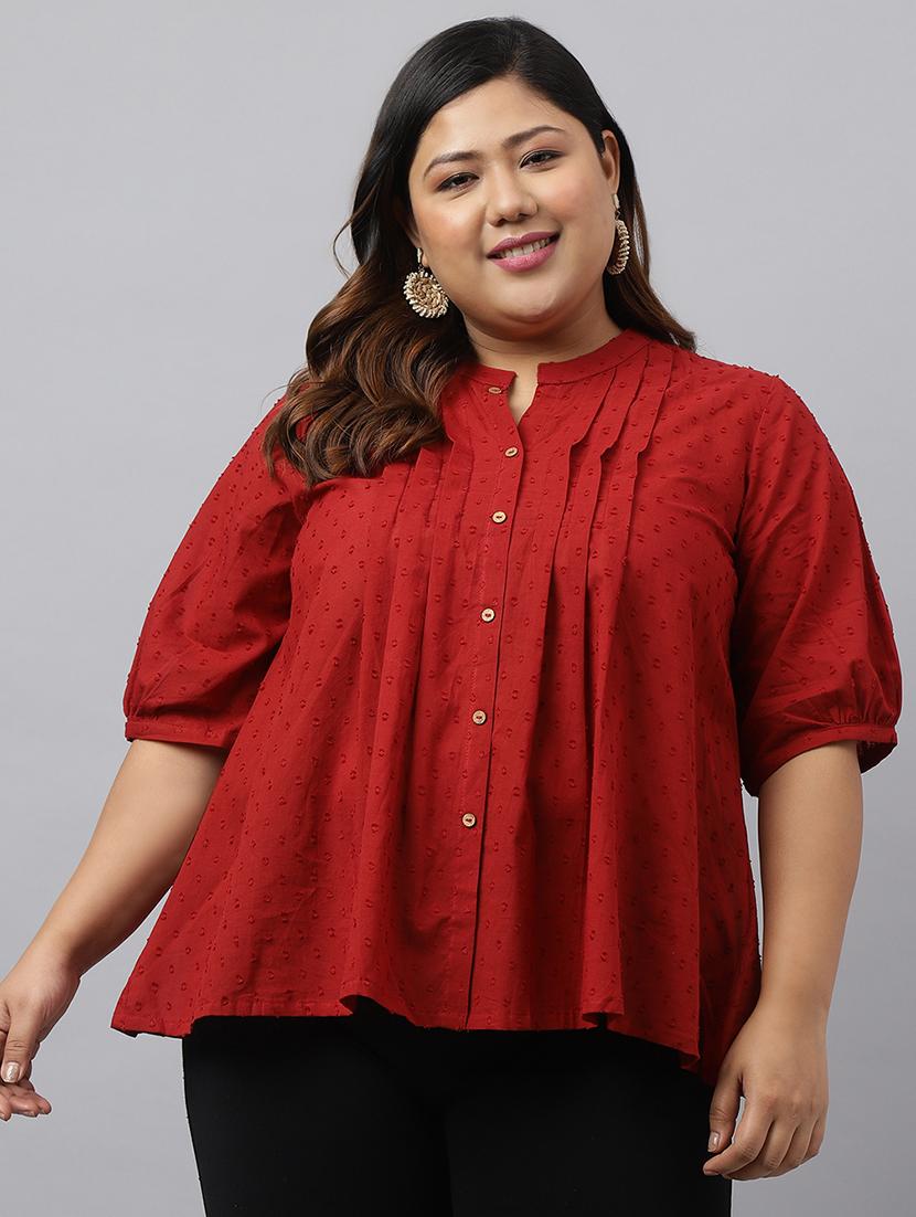women self designed mandarin neck top