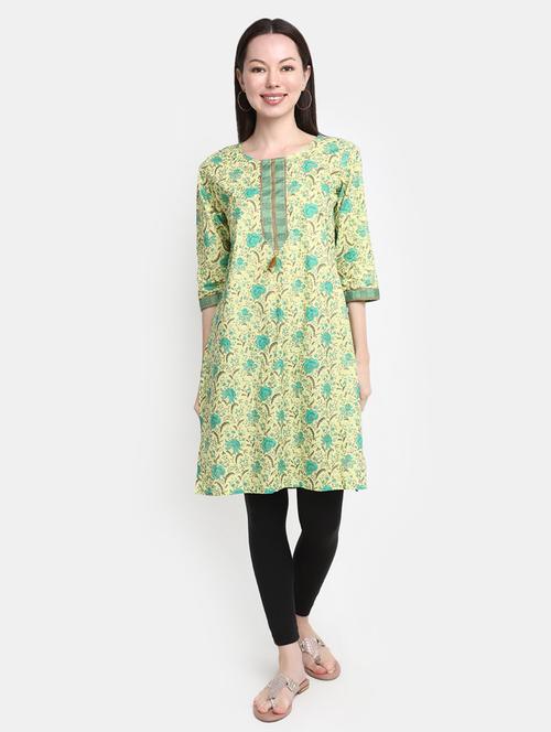 floral print cotton straight kurta - 20594660 -  Standard Image - 0
