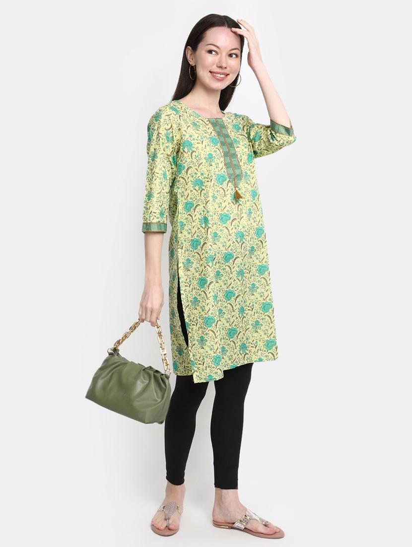 floral print cotton straight kurta - 20594660 - Standard Image - 3