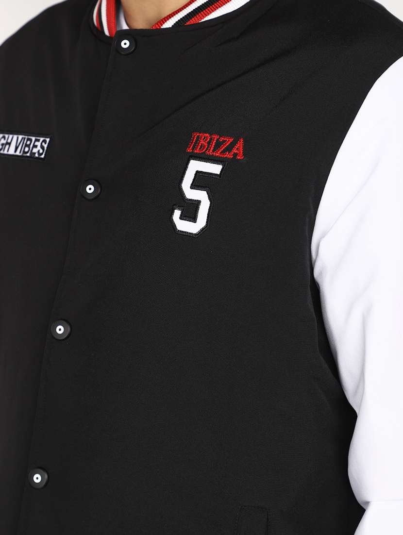 men color block long sleeve varsity jacket - 20594710 -  Standard Image - 5