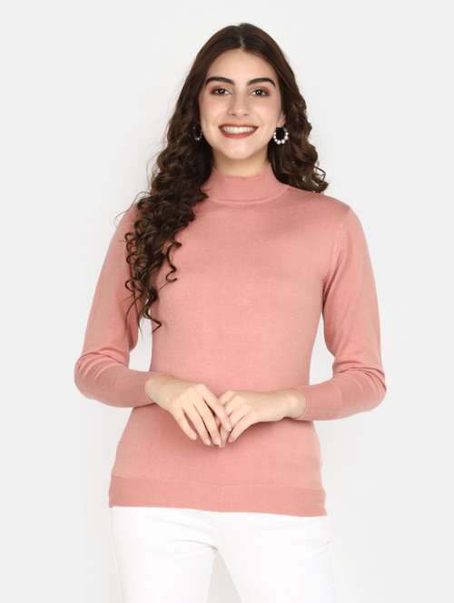women solid mock neck pullover - 20594733 -  Standard Image - 0