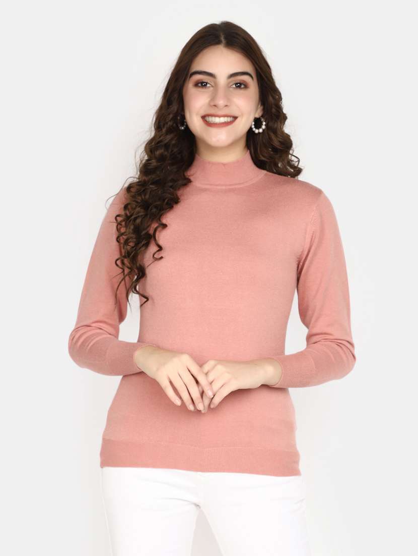 women solid mock neck pullover - 20594733 -  Zoom Image - 0